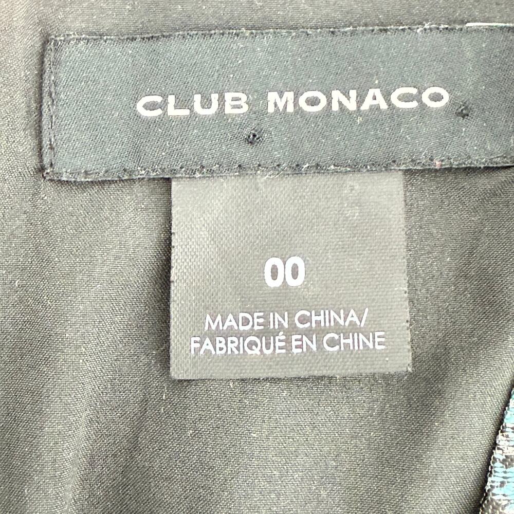 Club Monaco Metallic Brocade Mini Dress Size 00 Teal Silver Party Glam - Picture 2 of 14